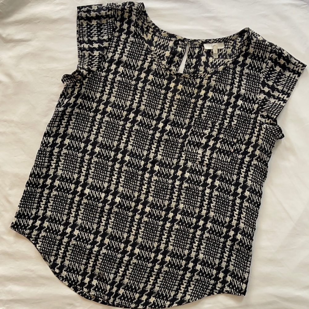Joie Silk Black and Cream Top